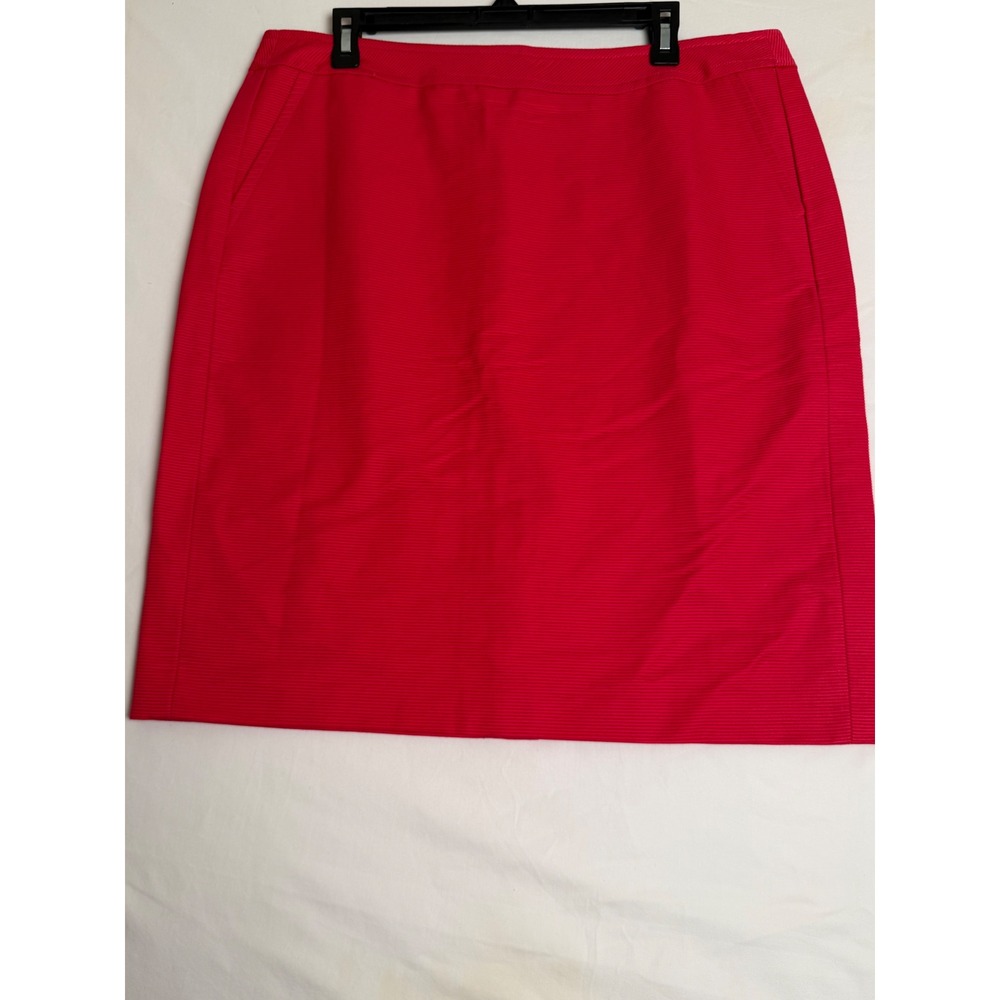 Talbots Red Ribbed Pencil Skirt Womens Size‎ 14 Knee Length Lined Career Wear
